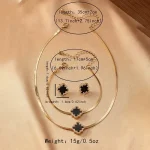 Daya Glow Gold Siyah Yonca Set (Kolye+Bileklik+Küpe) - Görsel 4